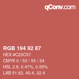 カラーコード: RGB 194 92 87 | qconv.com