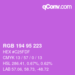 Color code: RGB 194 95 223 | qconv.com