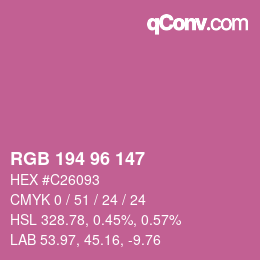カラーコード: RGB 194 96 147 | qconv.com