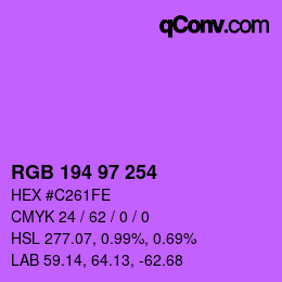カラーコード: RGB 194 97 254 | qconv.com