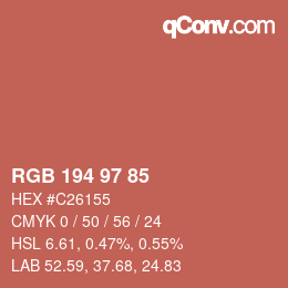 Color code: RGB 194 97 85 | qconv.com