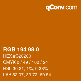 カラーコード: RGB 194 98 0 | qconv.com
