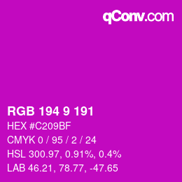 カラーコード: RGB 194 9 191 | qconv.com