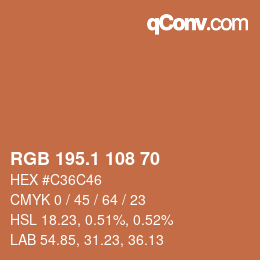 カラーコード: RGB 195.1 108 70 | qconv.com