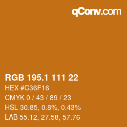 カラーコード: RGB 195.1 111 22 | qconv.com