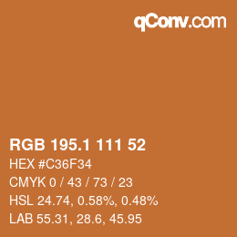 カラーコード: RGB 195.1 111 52 | qconv.com