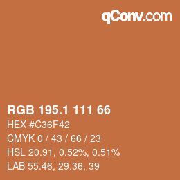 カラーコード: RGB 195.1 111 66 | qconv.com