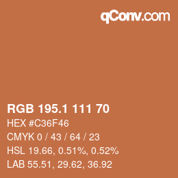 カラーコード: RGB 195.1 111 70 | qconv.com