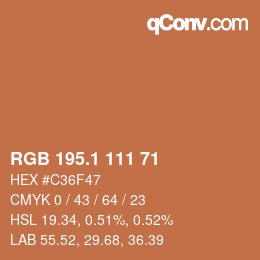 カラーコード: RGB 195.1 111 71 | qconv.com