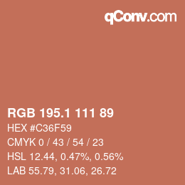 カラーコード: RGB 195.1 111 89 | qconv.com