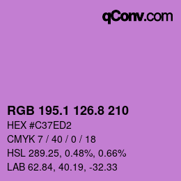 カラーコード: RGB 195.1 126.8 210 | qconv.com
