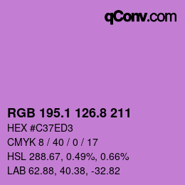 カラーコード: RGB 195.1 126.8 211 | qconv.com