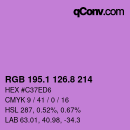 カラーコード: RGB 195.1 126.8 214 | qconv.com