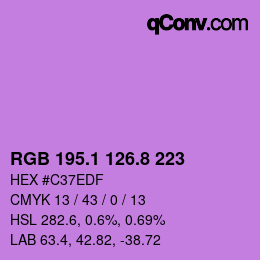 カラーコード: RGB 195.1 126.8 223 | qconv.com