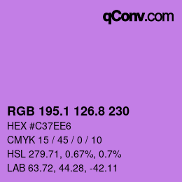 カラーコード: RGB 195.1 126.8 230 | qconv.com