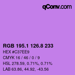 カラーコード: RGB 195.1 126.8 233 | qconv.com