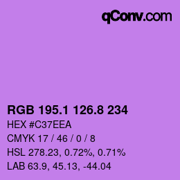 カラーコード: RGB 195.1 126.8 234 | qconv.com