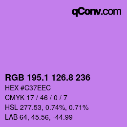 カラーコード: RGB 195.1 126.8 236 | qconv.com
