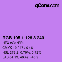 カラーコード: RGB 195.1 126.8 240 | qconv.com