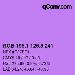 カラーコード: RGB 195.1 126.8 241 | qconv.com