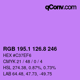 カラーコード: RGB 195.1 126.8 246 | qconv.com