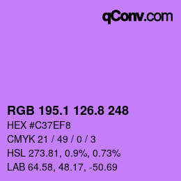 カラーコード: RGB 195.1 126.8 248 | qconv.com