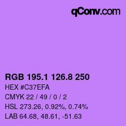 カラーコード: RGB 195.1 126.8 250 | qconv.com