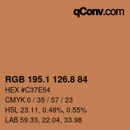 カラーコード: RGB 195.1 126.8 84 | qconv.com