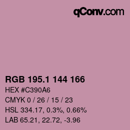 カラーコード: RGB 195.1 144 166 | qconv.com