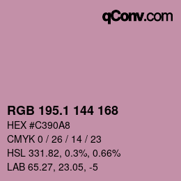 カラーコード: RGB 195.1 144 168 | qconv.com