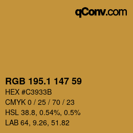 カラーコード: RGB 195.1 147 59 | qconv.com
