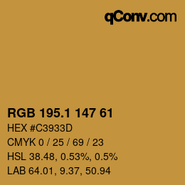 カラーコード: RGB 195.1 147 61 | qconv.com
