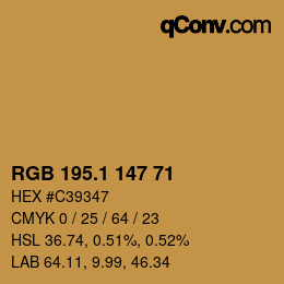 カラーコード: RGB 195.1 147 71 | qconv.com