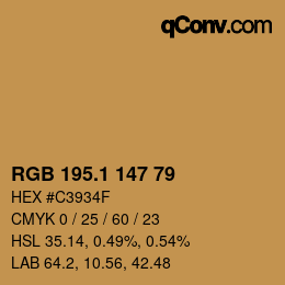 カラーコード: RGB 195.1 147 79 | qconv.com