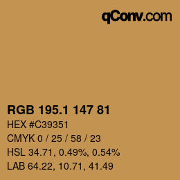 カラーコード: RGB 195.1 147 81 | qconv.com
