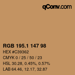 カラーコード: RGB 195.1 147 98 | qconv.com