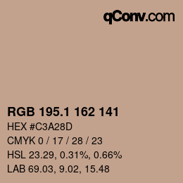 Farbcode: RGB 195.1 162 141 | qconv.com