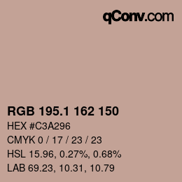 カラーコード: RGB 195.1 162 150 | qconv.com