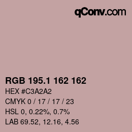 カラーコード: RGB 195.1 162 162 | qconv.com