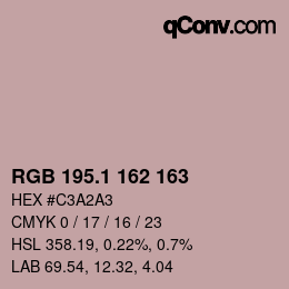 カラーコード: RGB 195.1 162 163 | qconv.com