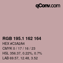 カラーコード: RGB 195.1 162 164 | qconv.com