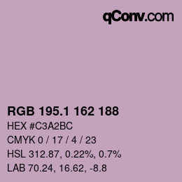 カラーコード: RGB 195.1 162 188 | qconv.com