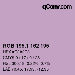 カラーコード: RGB 195.1 162 195 | qconv.com