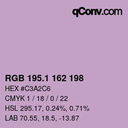 カラーコード: RGB 195.1 162 198 | qconv.com