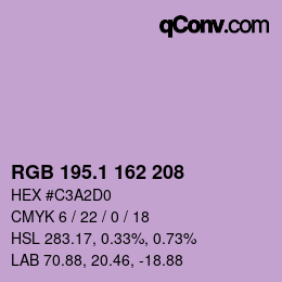 カラーコード: RGB 195.1 162 208 | qconv.com