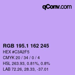 カラーコード: RGB 195.1 162 245 | qconv.com