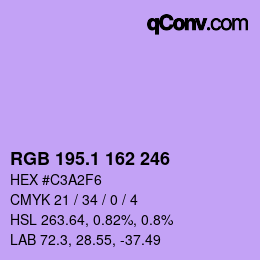 カラーコード: RGB 195.1 162 246 | qconv.com