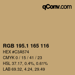 カラーコード: RGB 195.1 165 116 | qconv.com
