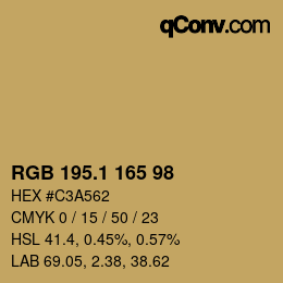 カラーコード: RGB 195.1 165 98 | qconv.com