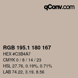 カラーコード: RGB 195.1 180 167 | qconv.com